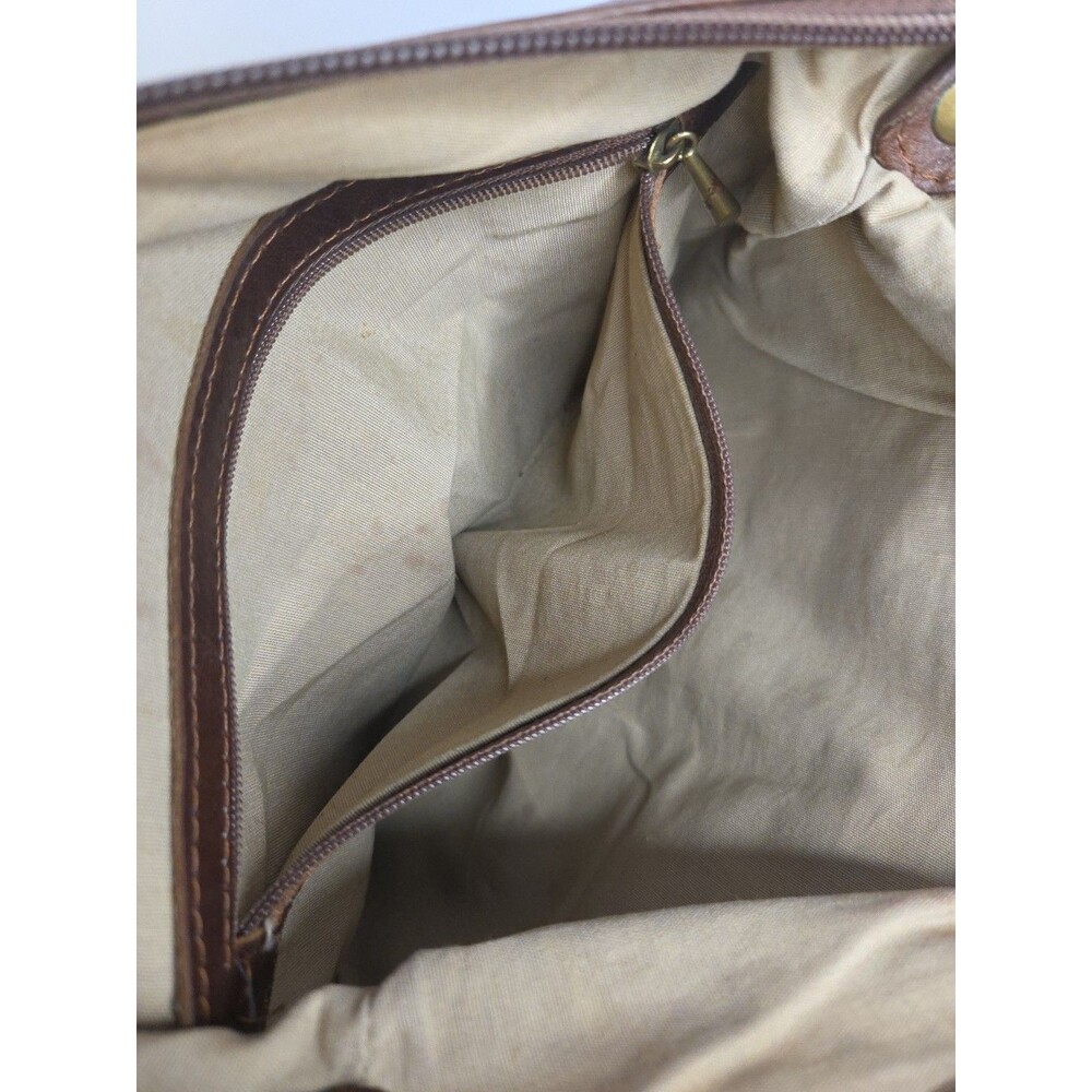 LAND Brown Leather Square (11 X 11) Messenger Satchel w/ Handle & Shoulder Strap - Picture 9 of 16